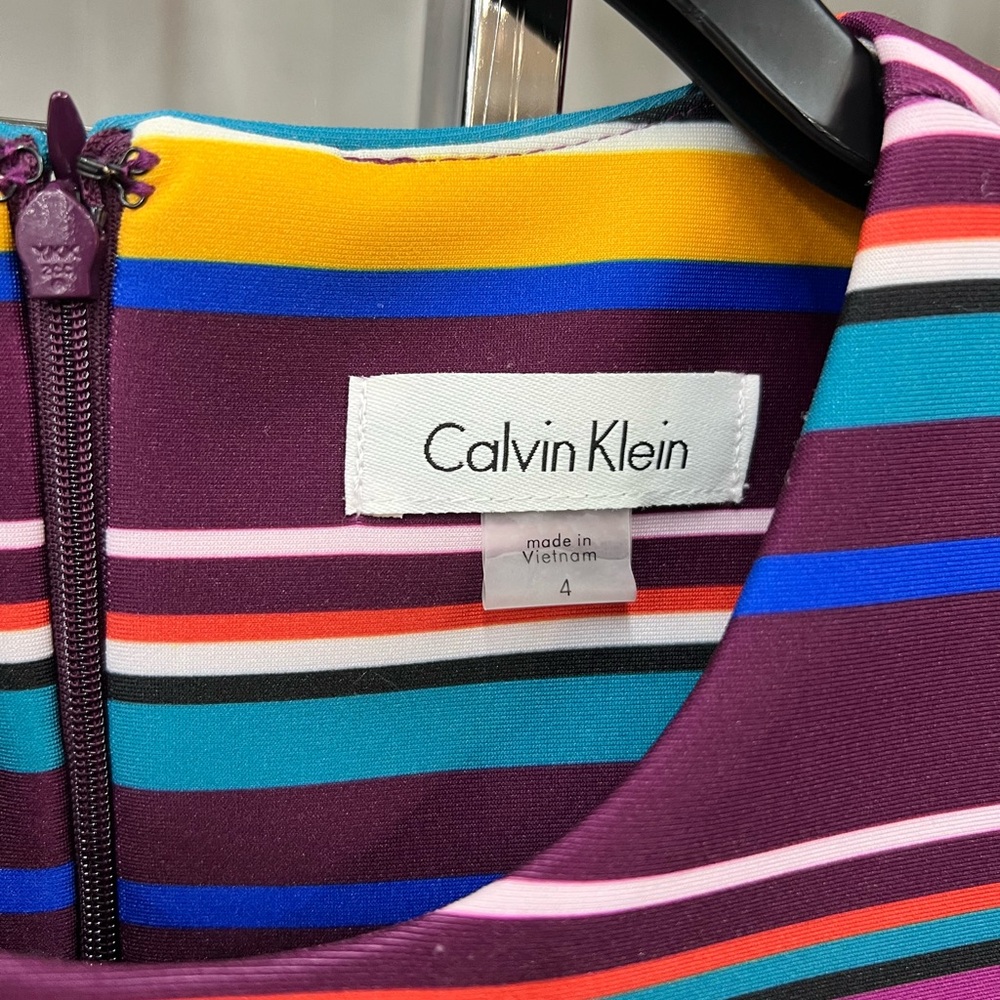 Calvin Klein Vibrant Striped Midi Dress - Picture 2 of 4